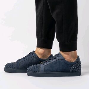 CHRISTIAN LOUBOUTIN Seavaste‎ 2 Orlato Navy Blue Red Bottom Suede Lo Sneakers 43